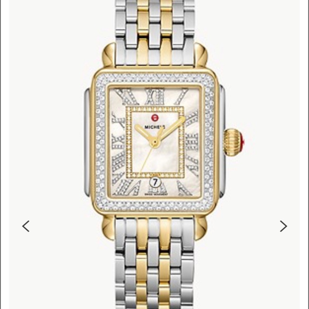 MICHELE Deco Madison Two-Tone 18k Gold-Plated Diamond Watch